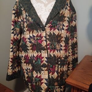 Donna Sharpe Patchwork Quilt Blazer with Multicolor Design Sz 1x
